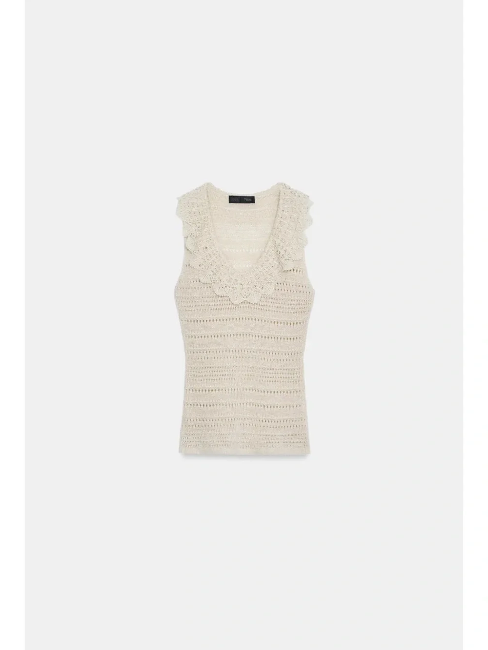 Zara Pointelle Ruffle Top - Picture 2 of 5
